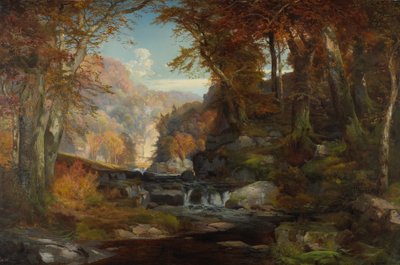 Eine Szene am Tohickon Creek: Herbst, 1868 von Thomas Moran